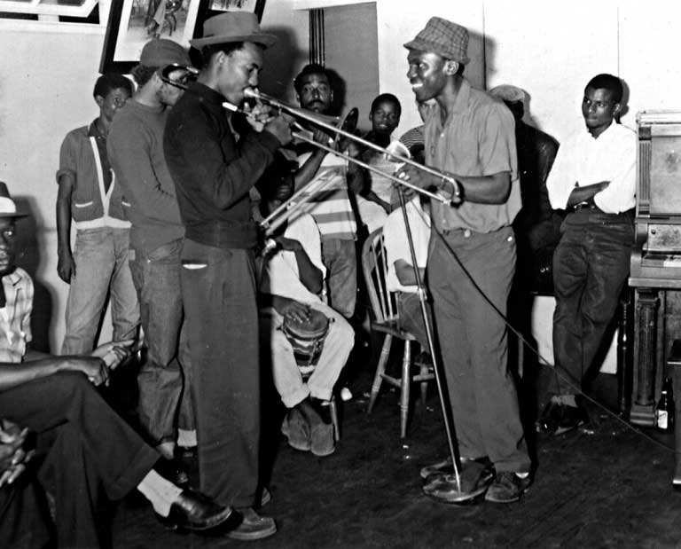 Don Drummond and Clement 'Sir Coxsone' Dodd in the studio