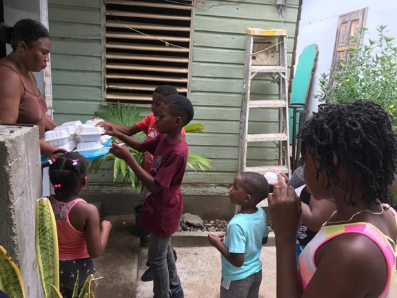 Distributing food and toileteries during covid-19 quarantine at 11 Miles Bull Bay